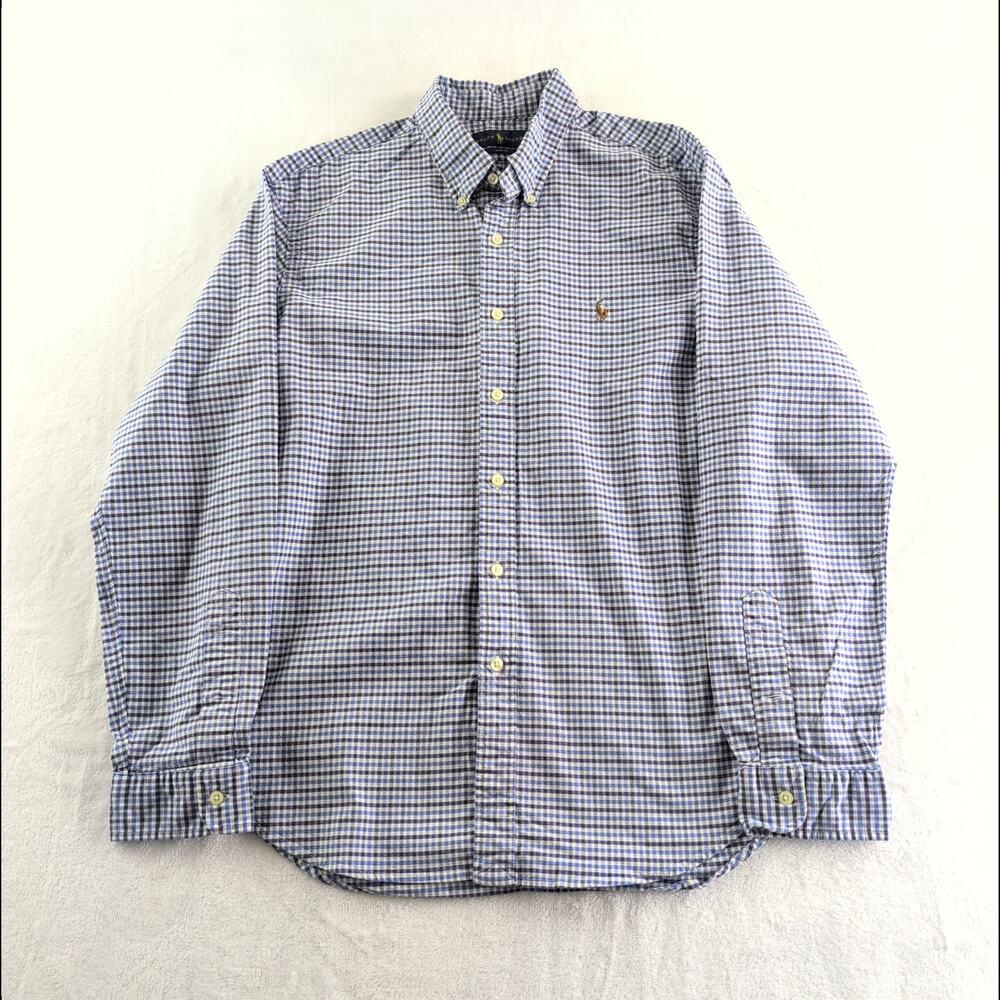 Ralph Lauren Checked Plaid Slim Fit Button Down Long Sleeved Shirt Men's XL